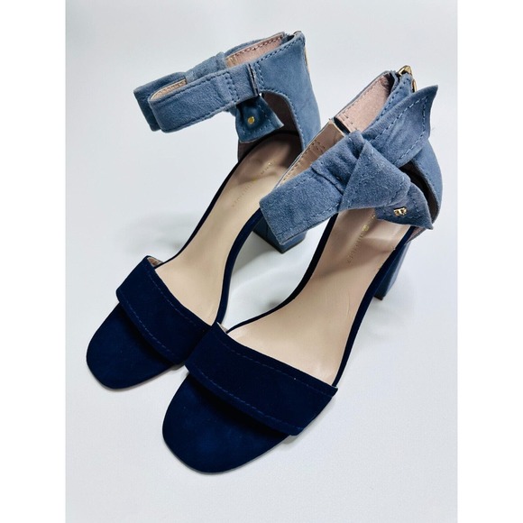 Tommy Hilfiger Women's Light Blue and Navy Suede Heels Size 9M - Picture 2 of 7